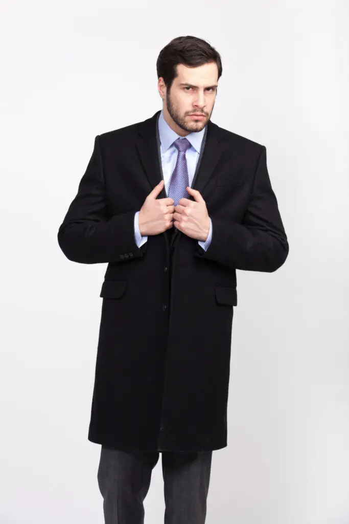 a black overcoat